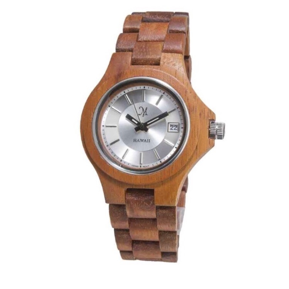 Martin and MacArthur Silver Koa Wood Watch